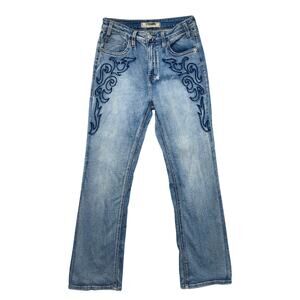 Rock & Roll Denim Jeans 29x32 Womens High Rise Boot Cut Cowgirl Embroidered Y2K